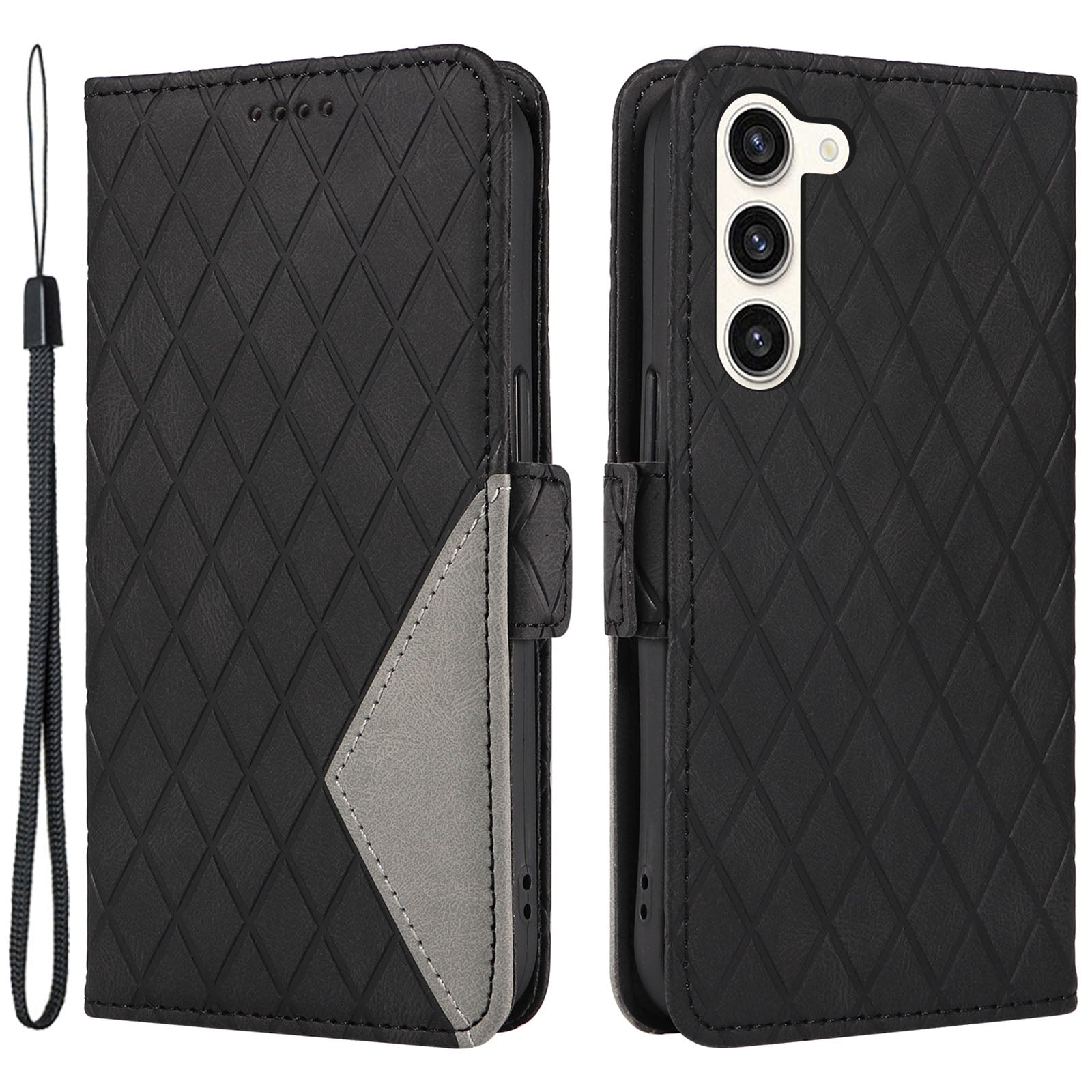 Rhombus Imprinted Case for Samsung Galaxy S23 Wallet Stand PU Leather Phone Cover Rhombus Imprinted Case for Samsung Galaxy S23 Wallet Stand PU Leather Phone Cover